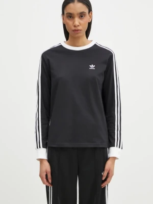 adidas Originals longsleeve bawełniany 3-Stripes kolor czarny JC5774