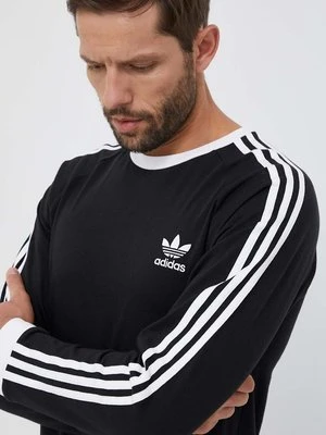 adidas Originals longsleeve bawełniany 3-Stripes kolor czarny z aplikacją IA4877