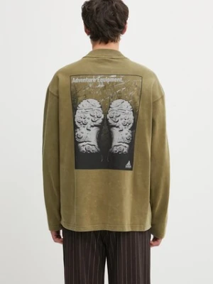 adidas Originals longsleeve bawełniany EQT Graphic Tee kolor zielony z nadrukiem JV5812