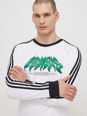 adidas Originals longsleeve bawełniany Flames kolor biały z nadrukiem IS2917