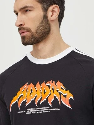 adidas Originals longsleeve bawełniany Flames kolor czarny z nadrukiem IS0206