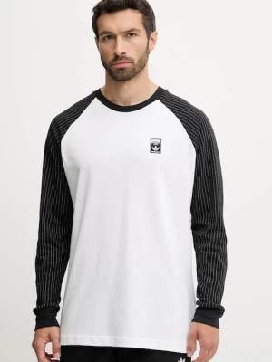 adidas Originals longsleeve bawełniany Graphic Lo Tee męskie kolor biały wzorzysty JW0164