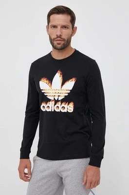 adidas Originals longsleeve bawełniany kolor czarny z nadrukiem