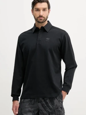 adidas Originals longsleeve bawełniany Rugby Polo kolor czarny gładki JY1401