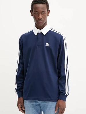 adidas Originals longsleeve bawełniany Rugby Polo kolor granatowy z aplikacją JY1400