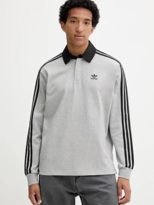 adidas Originals longsleeve bawełniany Rugby Polo kolor szary z aplikacją JY1399
