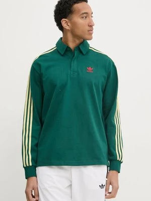 adidas Originals longsleeve bawełniany Rugby polo kolor zielony wzorzysty JC9915