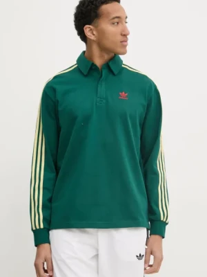 adidas Originals longsleeve bawełniany Rugby polo kolor zielony wzorzysty JC9915