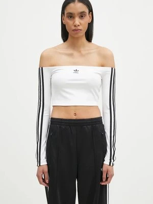 adidas Originals longsleeve Off Shoulder damski kolor biały dekolt hiszpański JD0275