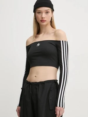 adidas Originals longsleeve Off Shoulder damski kolor czarny dekolt hiszpański JD0274