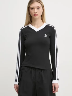 adidas Originals longsleeve V-NECK LS damski kolor czarny IY7247