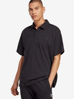 adidas Originals polo bawełniane Essentials kolor czarny gładki HR8677-CZARNY