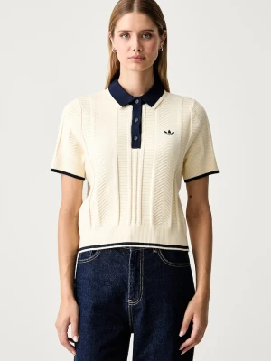 adidas Originals polo damskie z wiskozą Cable Knit Cali żółty