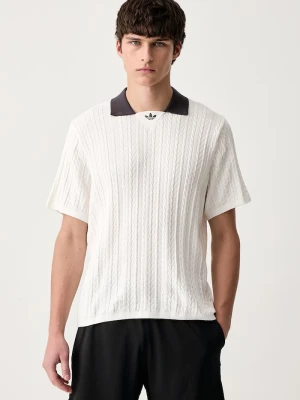 adidas Originals polo swetrowe męskie bawełniane Cable Knit biały