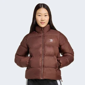 adidas Originals Short Puffer Jacket kobiety Kurtki puchowe brązowy rozmiar Odzież