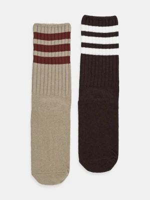 adidas Originals skarpetki z domieszką lnu 3-Stripes 2-pack kolor brązowy JX5201