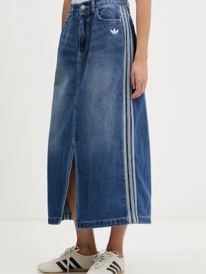 adidas Originals spódnica Denim Long Skt kolor niebieski midi prosta JW2658