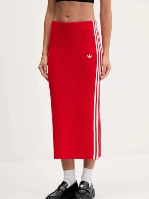 adidas Originals spódnica Knit 3s kolor czerwony midi prosta JW2660