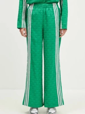 adidas Originals spodnie 70s Wide Leg Pants damskie kolor zielony szerokie high waist JN7662