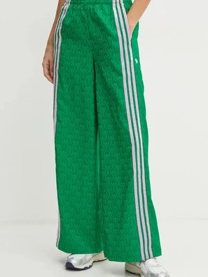 adidas Originals spodnie 70s Wide Leg Pants damskie kolor zielony szerokie high waist JN7662