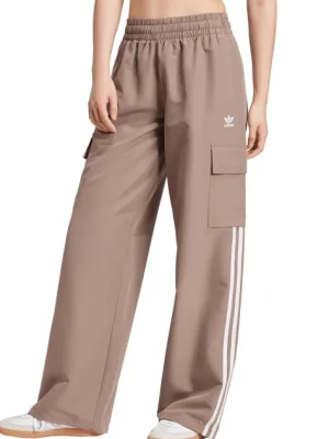 adidas Originals spodnie Adicolor 3-Stripe Cargo Pants damskie kolor beżowy fason cargo high waist JC8138