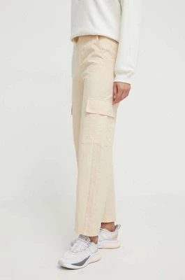 adidas Originals spodnie bawełniane kolor beżowy proste high waist IU2695