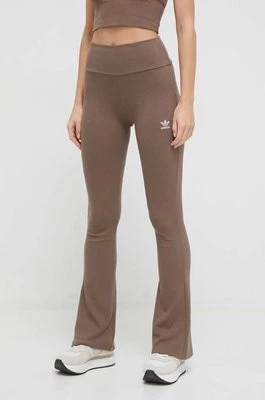 adidas Originals spodnie damskie kolor brązowy dzwony high waist IR5945