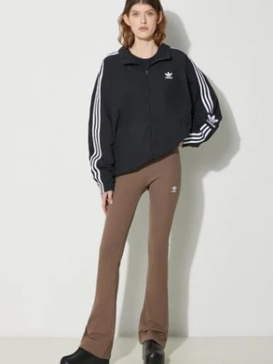 adidas Originals spodnie damskie kolor brązowy dzwony high waist IR5945