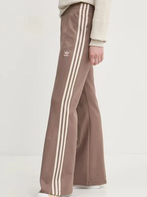 adidas Originals spodnie dresowe 3- Stripes Flared kolor brązowy z aplikacją JC5784