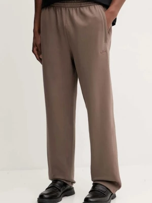 adidas Originals spodnie dresowe bawełniane Ess Wide Pt męskie kolor brązowy gładkie JW1046