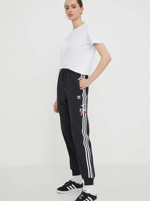 adidas Originals spodnie dresowe bawełniane kolor czarny z aplikacją IU2514