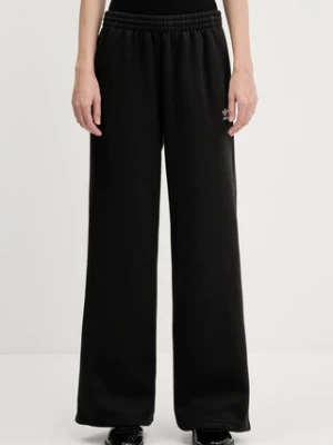 adidas Originals spodnie dresowe Essentials Wide Leg Fleece damskie kolor czarny gładkie JX5251