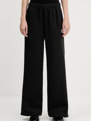 adidas Originals spodnie dresowe Essentials Wide Leg Fleece damskie kolor czarny gładkie JX5251