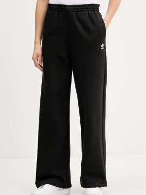adidas Originals spodnie dresowe Essentials Wide Leg Fleece damskie kolor czarny gładkie JX5251
