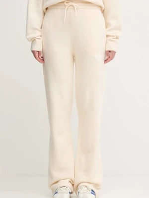 adidas Originals spodnie dresowe z domieszką wełny Knitted Pants damskie kolor beżowy gładkie KF2536