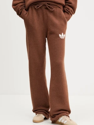 adidas Originals spodnie dresowe z domieszką wełny Knitted Pants damskie kolor brązowy z nadrukiem KF2535