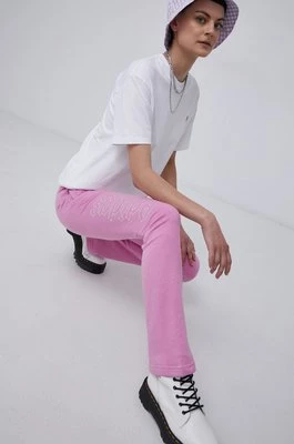 adidas Originals Spodnie HF6771 damskie kolor różowy z aplikacją