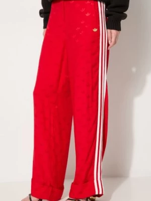 adidas Originals spodnie Jaquard Pant damskie kolor czerwony szerokie high waist JJ2172