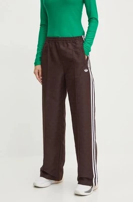 adidas Originals spodnie Oversized Monogram Track Pant damskie kolor brązowy proste high waist JN8304