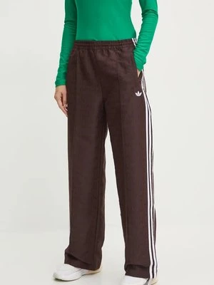 adidas Originals spodnie Oversized Monogram Track Pant damskie kolor brązowy proste high waist JN8304