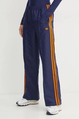 adidas Originals spodnie Oversized Monogram Track Pant damskie kolor granatowy szerokie high waist JN8306