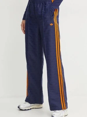 adidas Originals spodnie Oversized Monogram Track Pant damskie kolor granatowy szerokie high waist JN8306