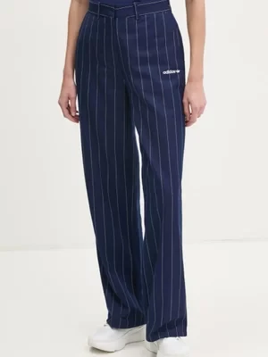 adidas Originals spodnie PINSTRIPE PANTS damskie kolor granatowy proste high waist JJ3482