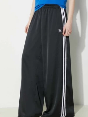 adidas Originals spodnie Satin Wide Leg Track damskie kolor czarny szerokie high waist IU2520