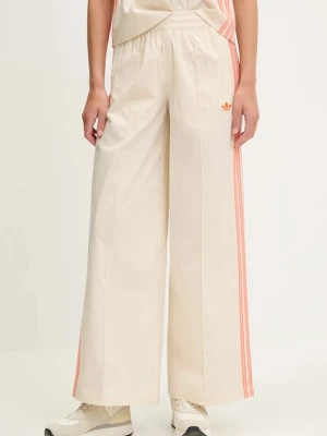 adidas Originals spodnie Wideleg Pant damskie kolor beżowy proste high waist KC0675