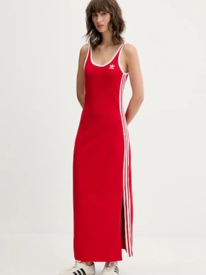 adidas Originals sukienka 3S TANK DRESS kolor czerwony maxi dopasowana JD4620
