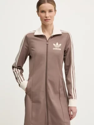 adidas Originals sukienka 3S TRACK DRESS kolor brązowy mini prosta JC5779