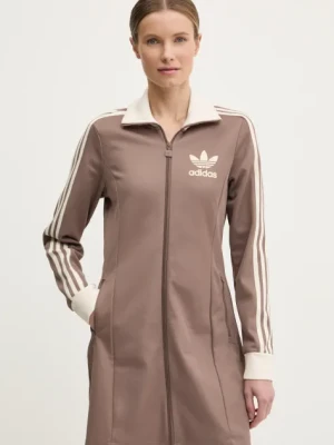 adidas Originals sukienka 3S TRACK DRESS kolor brązowy mini prosta JC5779