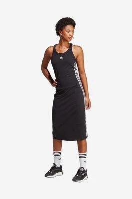 adidas Originals sukienka kolor czarny midi dopasowana IC5503-CZARNY