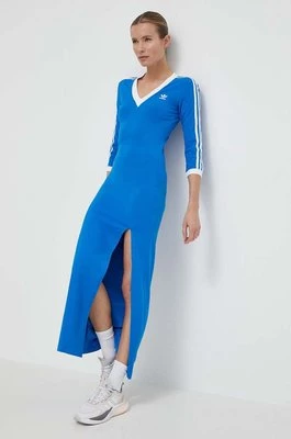 adidas Originals sukienka kolor niebieski maxi dopasowana IP2989